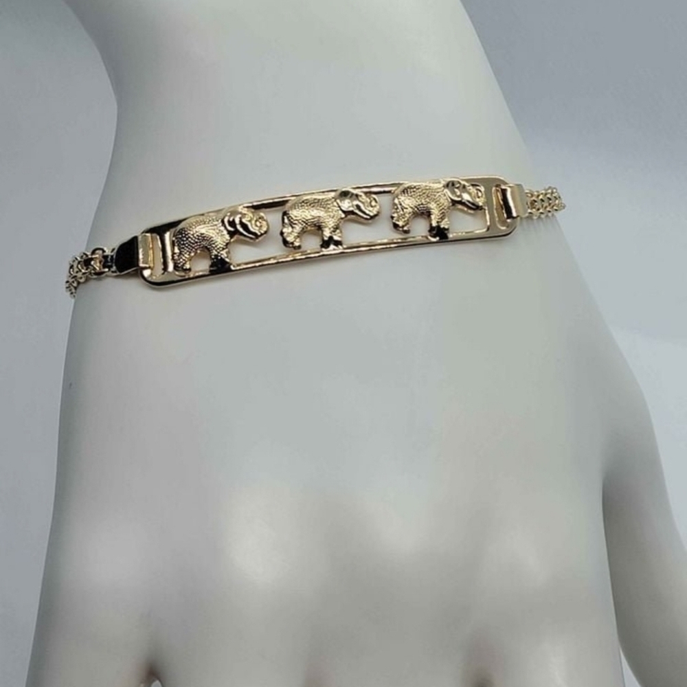 Brazilian 18k Gold filled 3 Elephants Bracelet - Picture 1 of 4